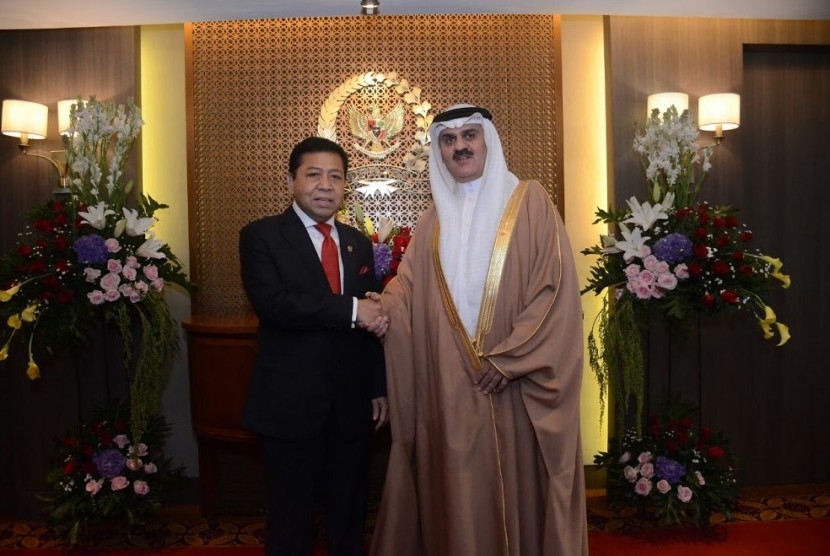  Ketua DPR Setya Novanto menerima Ketua Parlemen Bahrain (Speaker of the Council of Representatives of Bahrain), Ahmed bin Ibrahim Rashed Almulla, Rabu (29/3).