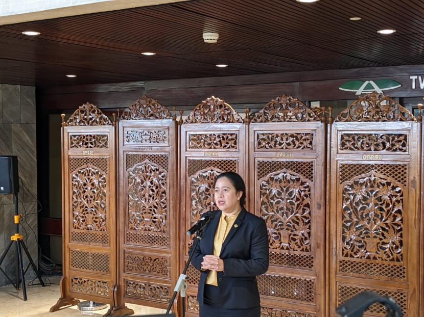 Ketua DPR yang juga Ketua DPP PDIP Puan Maharani usai Rapat Paripurna ke-8 Masa Sidang I Tahun Sidang 2022-2023, di Gedung Nusantara II, Kompleks Parlemen, Jakarta, Selasa (4/10).