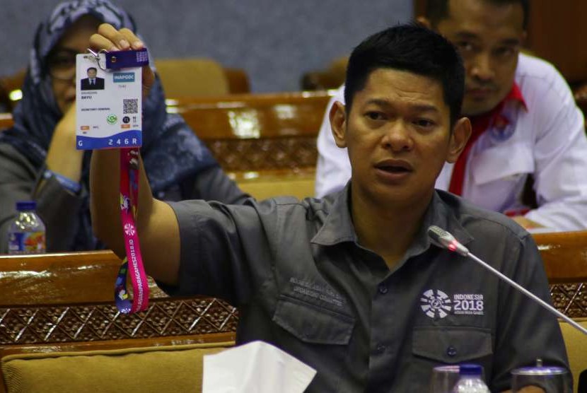 Ketua Indonesia Asian Para Games 2018 Organizing Committee (Inapgoc) Raja Sapta Oktohari mengikuti rapat dengar pendapat (RDP) bersama Komisi X DPR di Kompleks Parlemen, Senayan, Senin (1/10). 