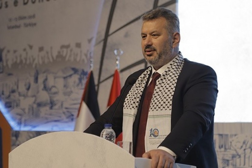 Ketua Kelompok Persahabatan Antar-Parlemen Turki-Palestina, Hasan Turan ikut berbicara pada 