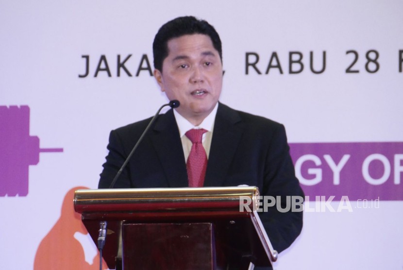 Ketua Komite Olimpiade Indonesia (KOI) Erick Thohir saat pembukaan RAT KOI,  Rabu (28/2) di Hotel J.Luwansa Jakarta.