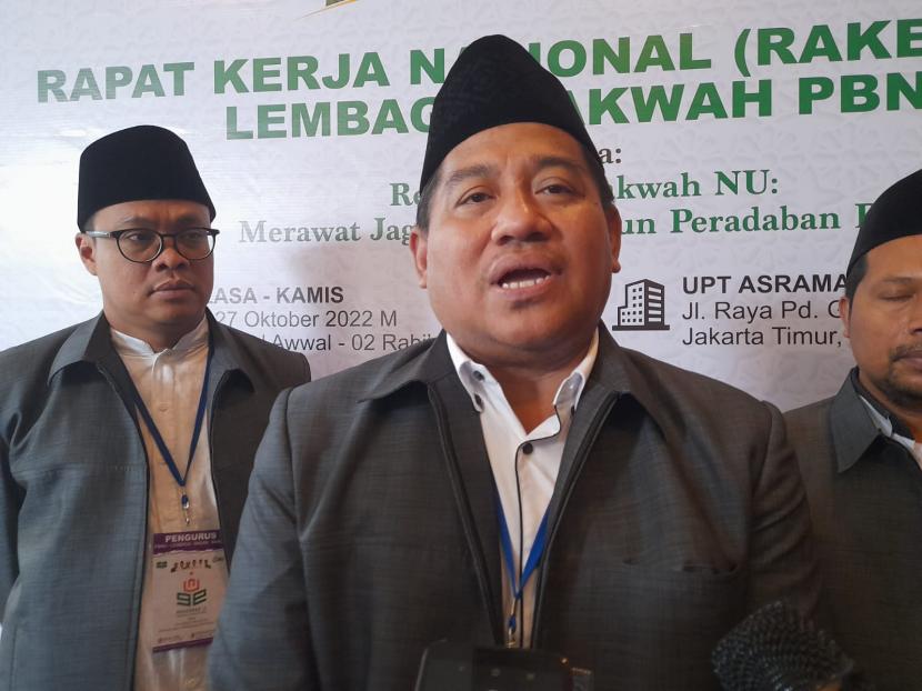 Ketua Lembaga Dakwah Pengurus Besar Nahdlatul Ulama (LD PBNU), KH Abdullah Syamsul Arifin di Rakernas LD PBNU Ke-XI di Asrama Haji Pondok Gede pada 25-27 Oktober 2022.