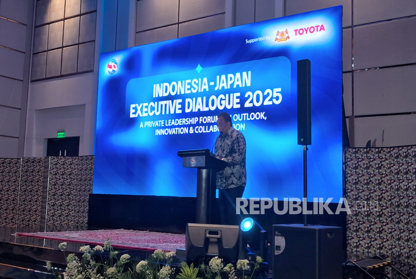 Ketua Liga Parlemen Indonesia Jepang Rachmat Gobel membuka Indonesia Japan Executive Dialogue 2025, Kamis (7/8/2025) malam.