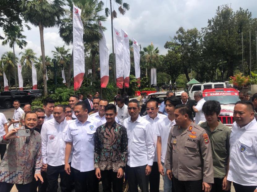 Ketua MPR Bambang Soesatyo bersama Pj Gubernur DKI Jakarta Heru Budi Hartono dan ketua Forkopimda DKI menghadiri pelantikan IMI DKI di Balai Kota Jakarta, Senin (16/1/23). 