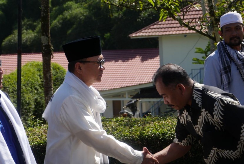 Ketua MPR Zuklifli Hasan di Ponpes Modern Lembah Arafah Kabupaten Bogor, Rabu (28/3).