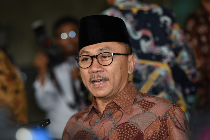 Ketua MPR Zulkifli Hasan menghadiri buka bersama KPK dengan pimpinan lembaga tinggi negara dan kementerian di Gedung KPK, Jakarta, Kamis (23/6). 
