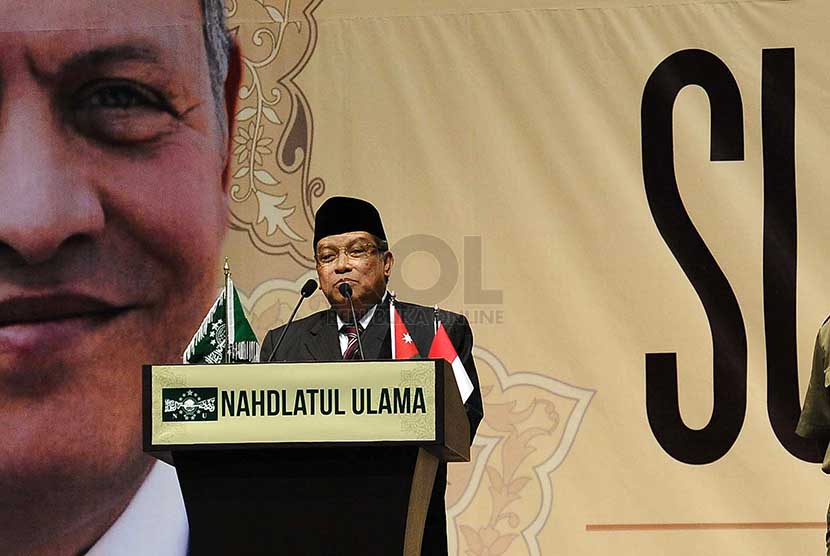 Ketua PBNU Said Aqil Siraj berbicara saat membuka Nadhlatul Ulama Sufi Gathering di Jakarta, Rabu (26/2).