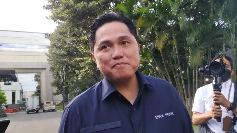 Menteri BUMN Erick Thohir. Berdasarkan survei Poltracking Indonesia, elektabilitas Erick Thohir sebagai cawapres selalu unggul di lima provinsi Pulau Jawa.