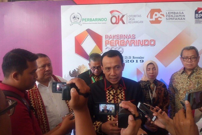 Ketua Perbarindo Joko Suyanto di sela Rakernas Perbarindo di Lampung, Senin (25/11).