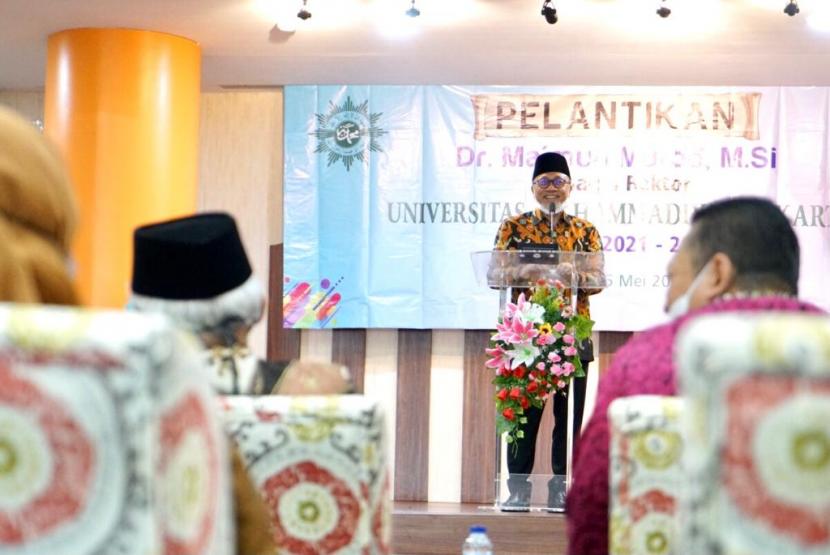 Ketua Umum DPP PAN Zulkifli Hasan saat menghadiri pelantikan rektor UMJ, Selasa (25/5)