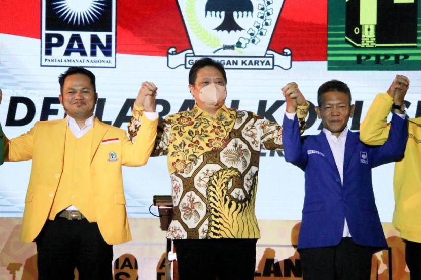 Ketua Umum DPP Partai Golkar Airlangga Hartarto menghadiri Rakornis Golkar se-Kalimantan di Kota Balikpapan, Provinsi Kalimantan Timur, Jumat (17/6/2022).