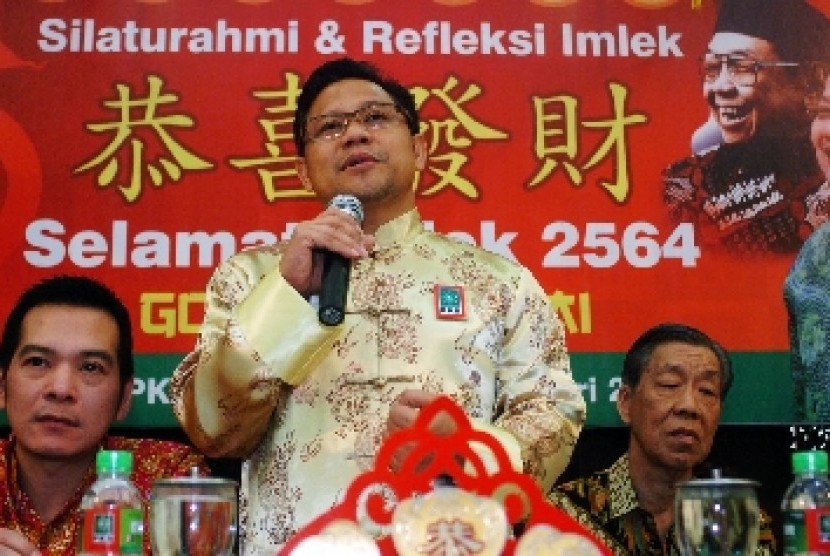 Ketua Umum DPP PKB, Muhaimin Iskandar (tengah), Wakil Sekjen DPP PKB, Daniel Johan (kiri)