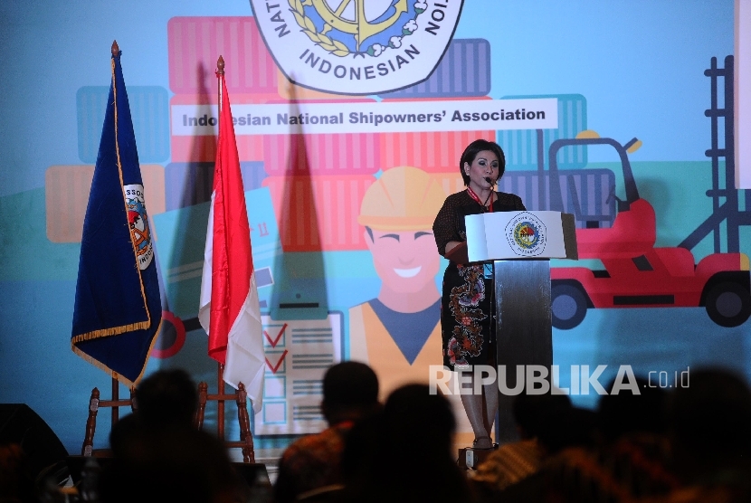 Ketua Umum  Indonesia National Shipowners Association (INSA), Carmelita Hartarto.   (Republika / Tahta Aidilla )