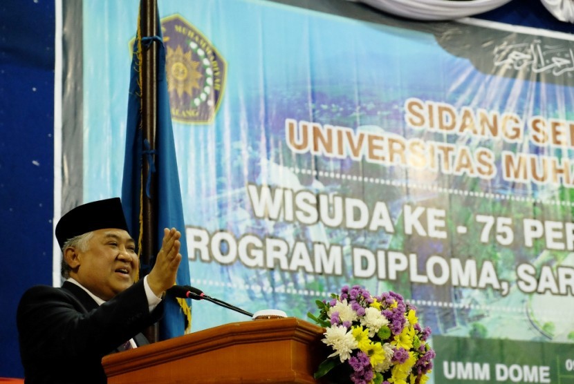 Ketua Umum Majelis Ulama Indonesia (MUI) Din Syamsuddin di UMM, Sabtu (28/2).