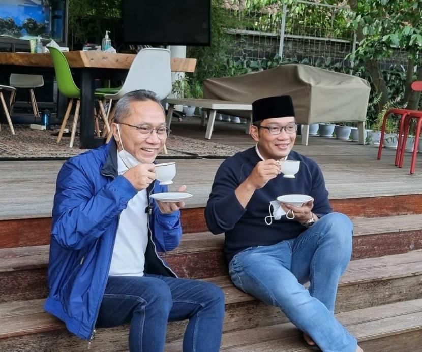 Ketua Umum Partai Amanat Nasional (PAN) Zulkifli Hasan bertemu dengan Gubernur Jawa Barat Ridwan Kamil