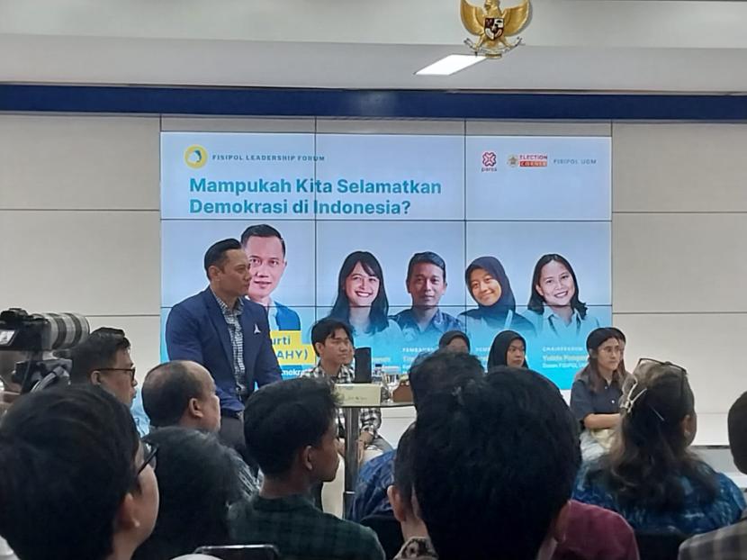  Ketua Umum Partai Demokrat Agus Harimurti Yudhoyono (AHY) di Fisipol Leadership Forum (FLF) Fisipol UGM Yogyakarta.