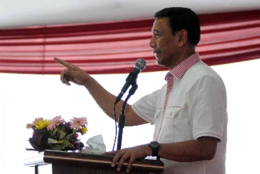 Ketua Umum Partai Hanura Wiranto di Menteng, Jakarta, Ahad (22/6).