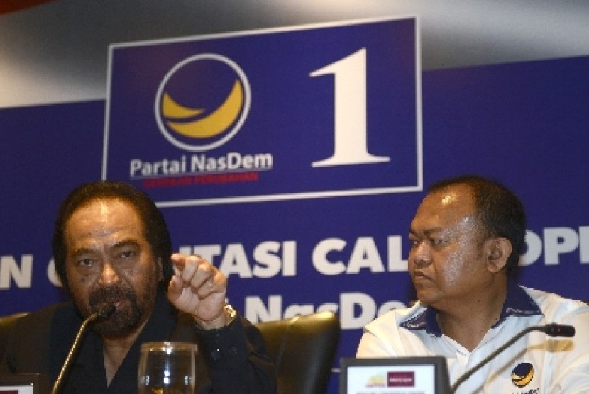 Ketua Umum Partai Nasdem Surya Paloh dan Patrice Rio Capella.