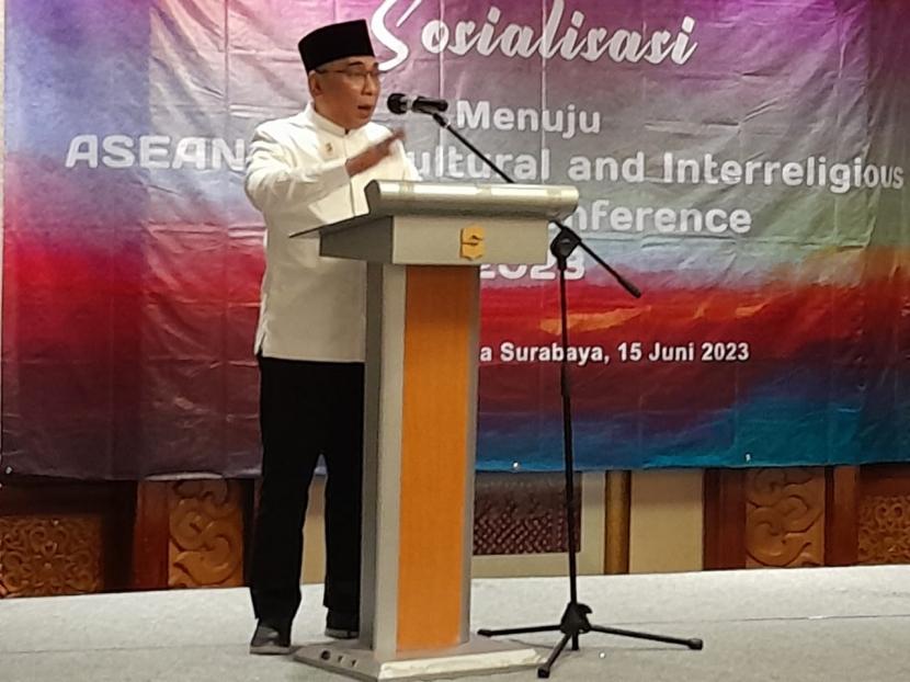 Ketua Umum Pengurus Besar Nahdlatul Ulama (PBNU), KH Yahya Cholil Staquf, di Surabaya, Kamis (15/06/2023).