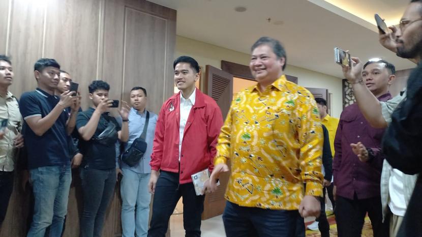 Ketua Umum PSI Kaesang Pangarep dan Ketua Umum Partai Golkar Airlangga Hartarto melakukan pertemuan di Kantor DPP Partai Golkar, Jakarta Barat, Kamis (11/7/2024).