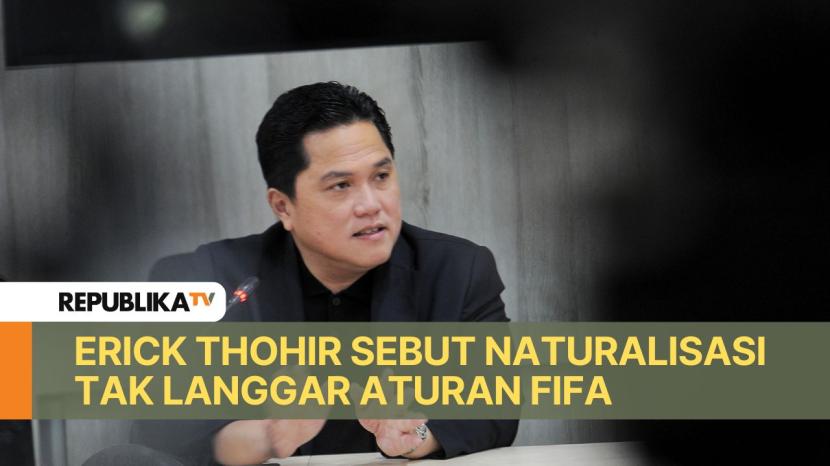 Ketua Umum PSSI Erick Thohir menyampaikan keterangan terkait naturalisasi pemain di gedung Dirjen Imigrasi Kemenkumham, Jakarta Selatan pada Kamis (19/9/2024).