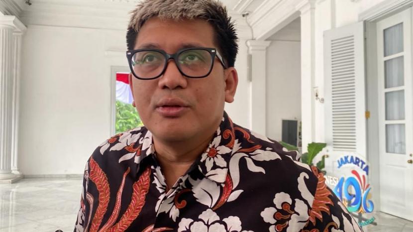Ketua Umum The Jakmania, Diky Soemarno di Balai Kota DKI pada Jumat (7/7/2023).