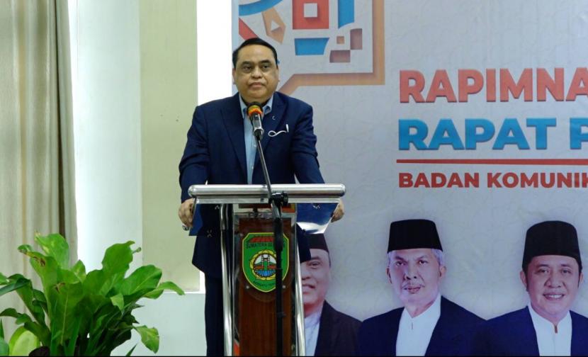 Ketua Umum Yayasan Indonesia Mengaji Komjen Pol (Purn) Syafruddin saat membuka Rapimnas BKPRMI di Palembang, Sumatra Selatan, Sabtu (22/1/2022).