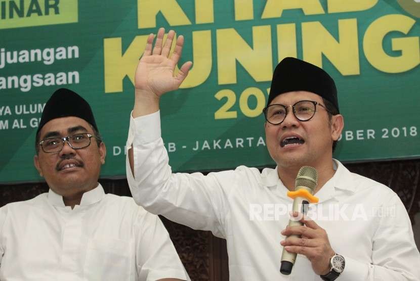 Ketum PKB Muhaimin Iskandar (kanan) bersama Wakil Ketua Umum PKB Jazilul Fawaid (kiri). Jazilul yakin elektabilitas Muhaimin akan menyalip Ganjar Pranowo.