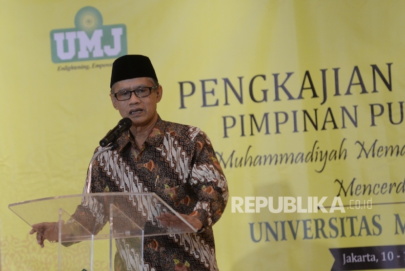 Ketum PP Muhammadiyah Haedar Nashir memberikan Pengkajian Ramadhan 1438 H PP Muhammadiyah di kampus UMJ, Jakarta, Senin (5/6).