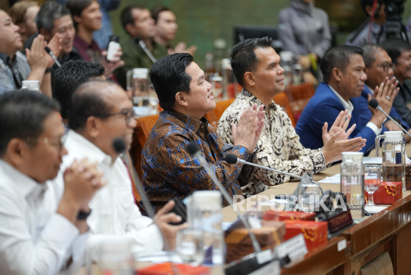 Ketum PSSI Erick Thohir di Komisi 13 DPR, Selasa (26/8/2025).