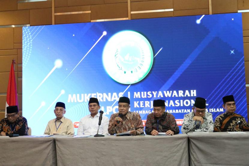 KH Said Aqil Siroj usai membuka acara Mukernas LPOI di kawasan Slipi, Jakarta Barat, Kamis (15/9/2022).