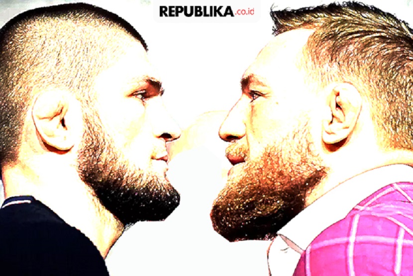 Khabib (kiri) dan Mcgregor (kanan).