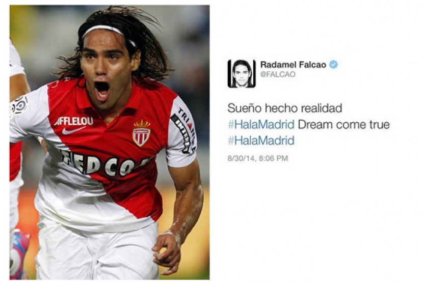 Kicauan Falcao soal Madrid di Twitter. 