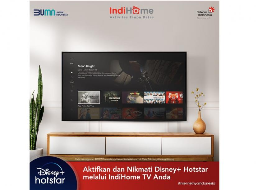 Kini pelanggan IndiHome dapat mengakses platform streaming terkemuka Disney+ Hotstar langsung dari STB TV IndiHome. 