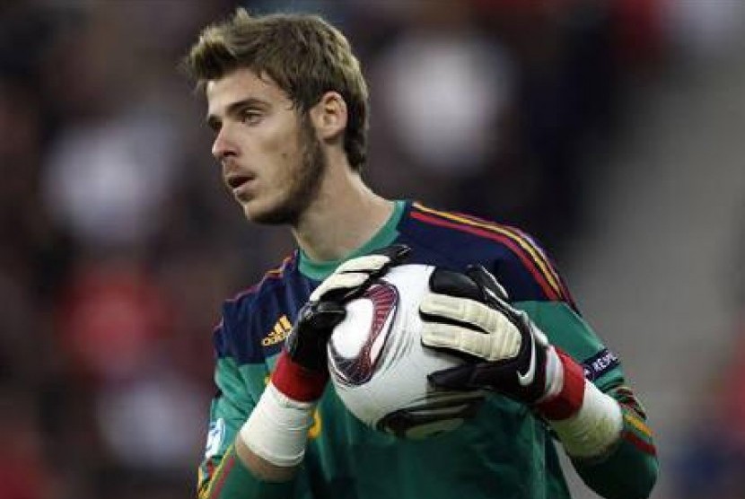 Kiper David de Gea di laga melawan Prancis.