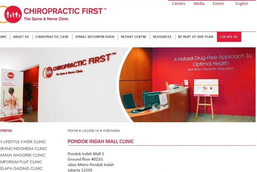 Klinik Chiropractic First memiliki sejumlah cabang di Jakarta.