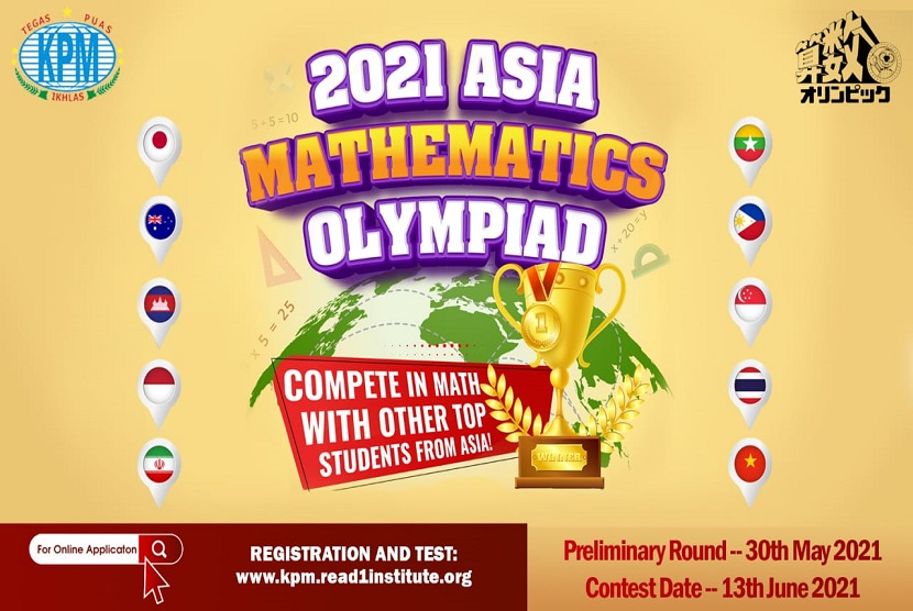  Klinik Pendidikan MIPA bekerja sama dengan Mathematics Olympics Committee (Japan) mengggelar kompetisi Matematika internasional bertajuk 2021 Asia Mathematics Olympiad yang akan berlangsung pada tanggal 13 Juni 2021 mendatang secara daring (online). 