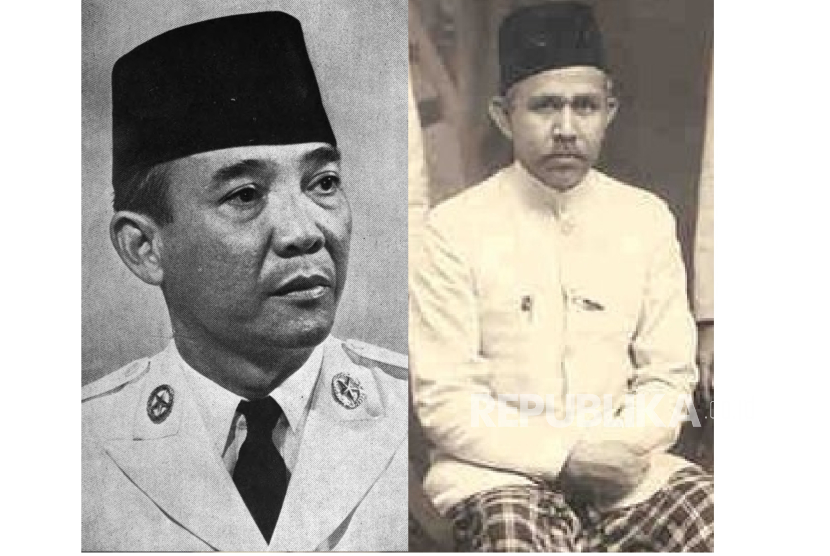 Kolase foto Ir Sukarno (kiri) dan A Hassan (kanan) seorang ulama Persatuan Islam.