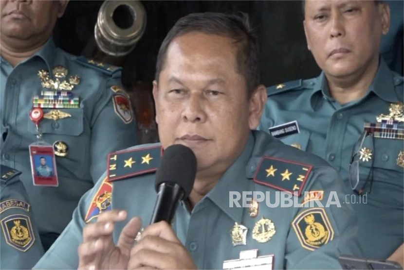 Komandan Pusat Polisi Militer Angkatan Laut (Danpuspomal) Laksda Samista di Markas Koarmada TNI AL, Gunung Sahari, Jakarta Pusat, Senin (6/1/2025).