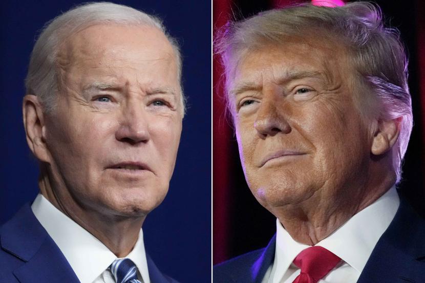 Kombinasi foto Joe Biden dan Donald Trump.
