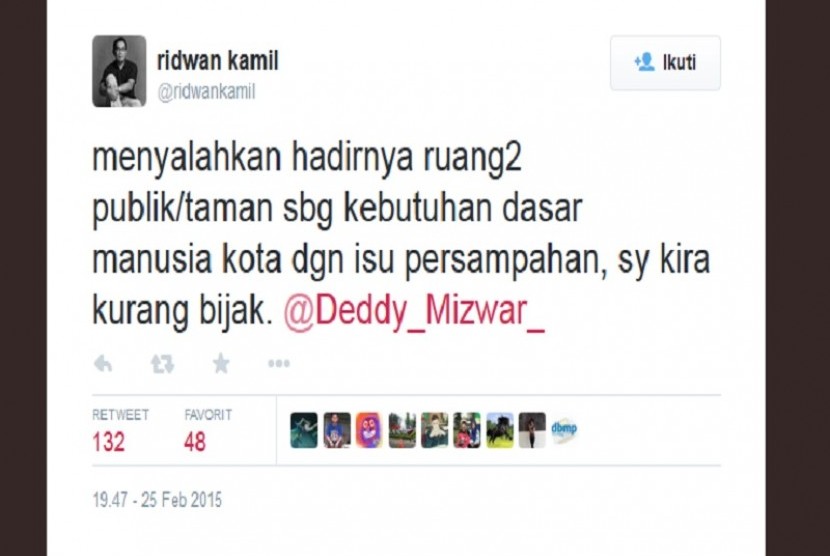 Komentar Ridwan Kamil terhadap kritikan Deddy Mizwar