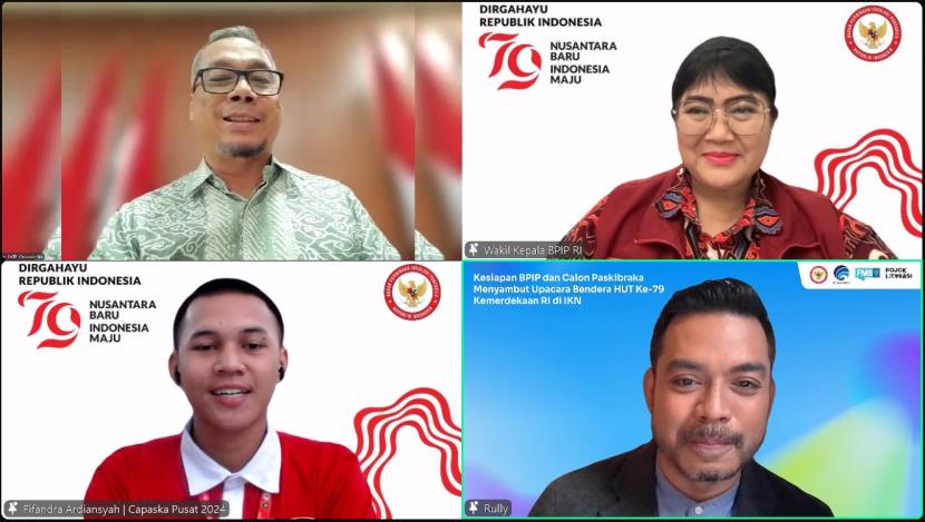 Kominfo selaku pengampu government public relation bersama Badan Pembinaan Ideologi Pancasila (BPIP), bersinergi menyampaikan perkembangan persiapan upacara bendera HUT RI di IKN.