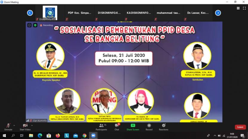 Komisi Informasi Bangka Belitung menyelenggarakan webinar sosialisasi pembentukan PPID desa se-Bangka Belitung pada Selasa (21/7). 