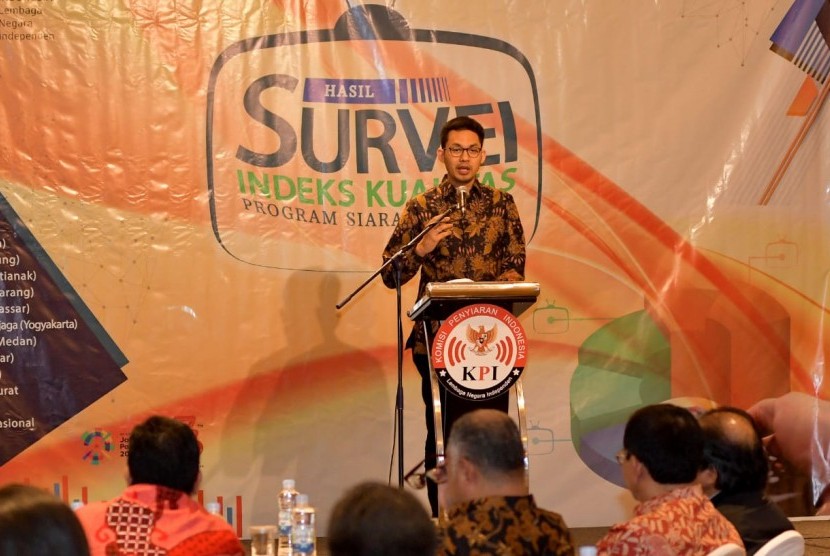 Komisi Penyiaran Indonesia (KPI) merilis hasil Survei Indeks Kualitas Program Siaran Televisi Periode I Tahun 2018 di Jakarta, Rabu (25/7).