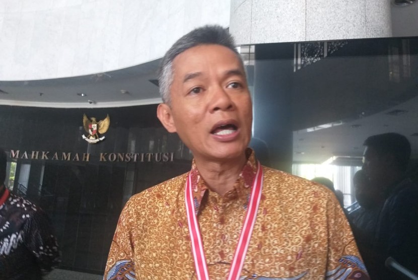 Komisioner Komisi Pemilihan Umum (KPU) Wahyu Setiawan di Gedung Mahkamah Konstitusi, Jakarta Pusat, Rabu (7/8).