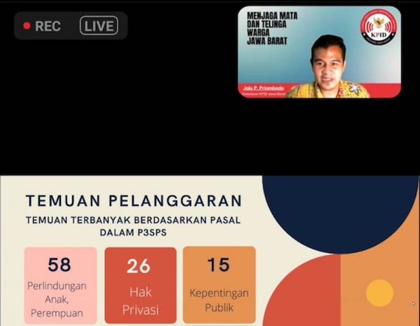 Komisioner KPID Jabar Bidang Isi Siaran, Jalu P Priambodo, saat konferensi pers secara virtual, Rabu (29/12).
