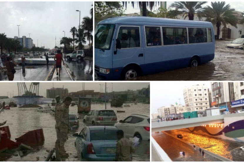 Kondisi banjir di beberapa kota di Arab Saudi