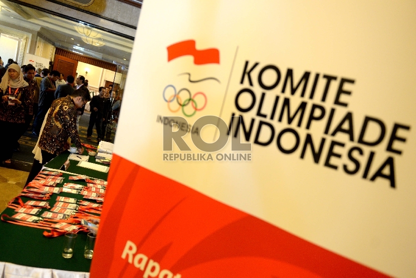 Kondisi sebelum dimulainya Rapat Anggota Istimewa dan Kongres Istimewa Komite Olimpiade Indonesia (KOI) di Jakarta, Senin (28/9).