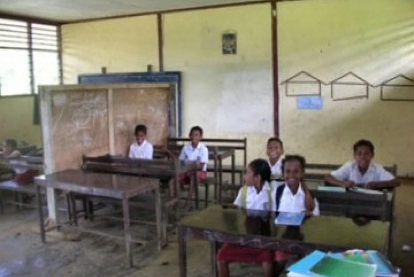 Kondisi sekolah di Papua yang masih tertinggal (ilustrasi).