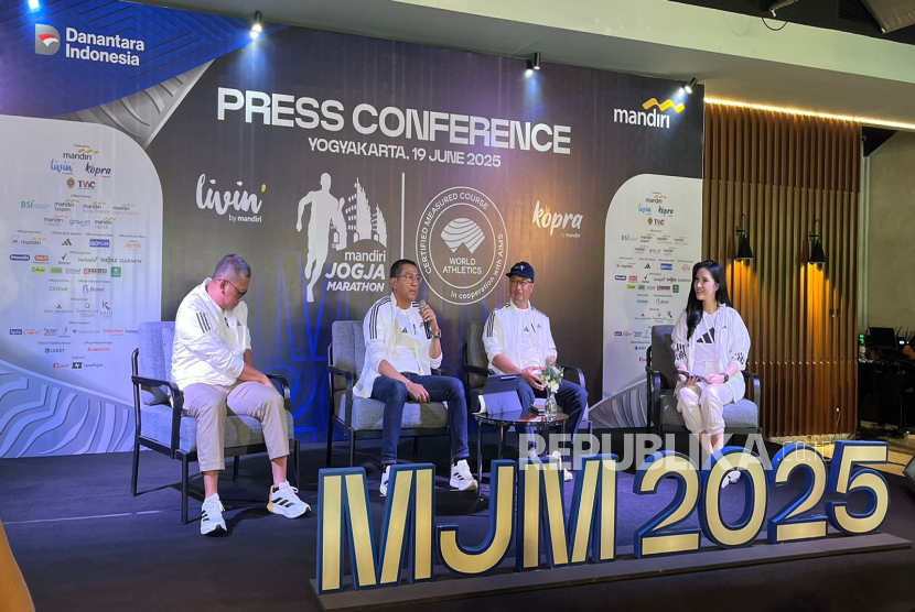 Konferensi pers gelaran Mandiri Jogja Marathon (MJM) 2025. 